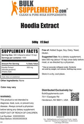 Hoodia Extract label