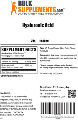 Hyaluronic Acid label