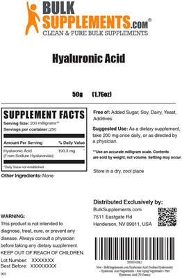 Hyaluronic Acid label