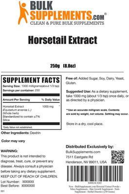 Horsetail Extract label