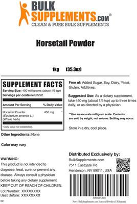 Horsetail Powder label