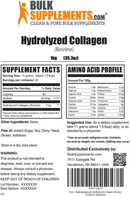 Hydrolyzed Collagen (Bovine) label