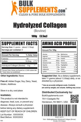 Hydrolyzed Collagen (Bovine) label