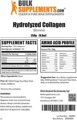 Hydrolyzed Collagen (Bovine) label