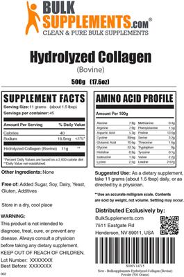 Hydrolyzed Collagen (Bovine) label