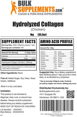 Hydrolyzed Collagen (Chicken) label