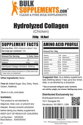Hydrolyzed Collagen (Chicken) label
