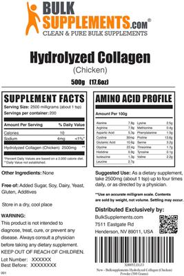 Hydrolyzed Collagen (Chicken) label