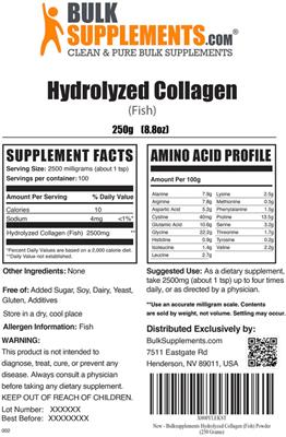 Hydrolyzed Collagen (Fish) label