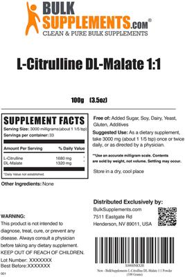 L-Citrulline DL-Malate 1:1 label