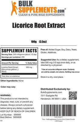 Licorice Root Extract label