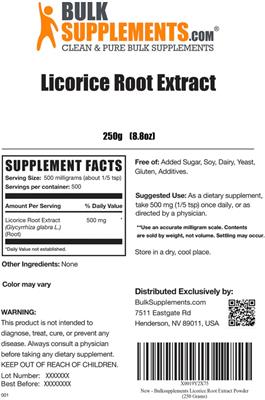 Licorice Root Extract label