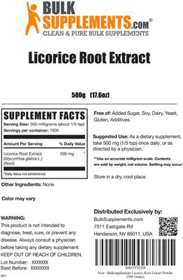 Licorice Root Extract label