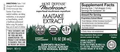 Maitake Extract label