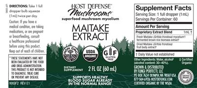 Maitake Extract label