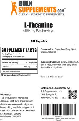 L-Theanine (500 mg) label