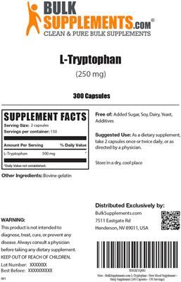 L-Tryptophan (250 mg) label