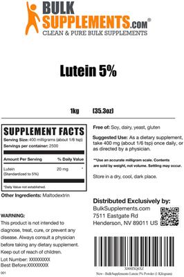 Lutein 5% label