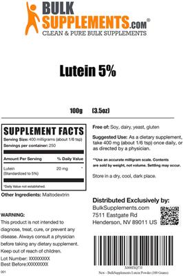 Lutein 5% label