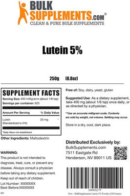 Lutein 5% label