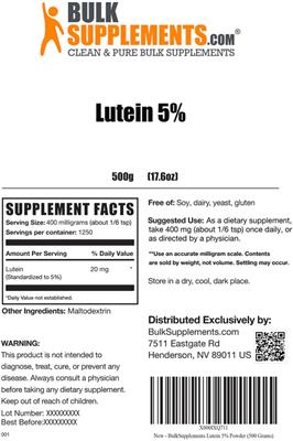 Lutein 5% label