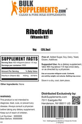 Riboflavin (Vitamin B2) label