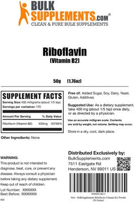 Riboflavin (Vitamin B2) label