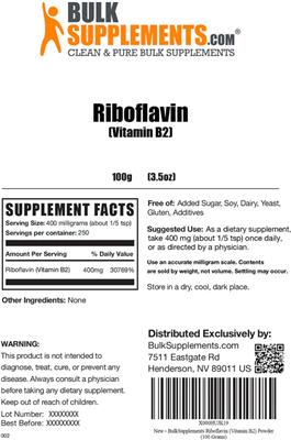 Riboflavin (Vitamin B2) label