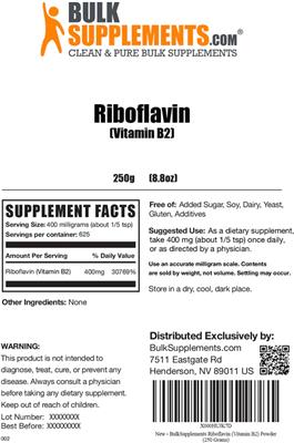 Riboflavin (Vitamin B2) label