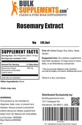 Rosemary Extract label