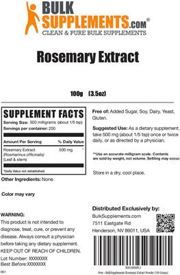 Rosemary Extract label