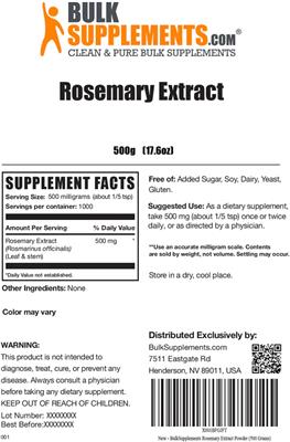 Rosemary Extract label