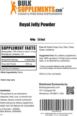 Royal Jelly Powder label