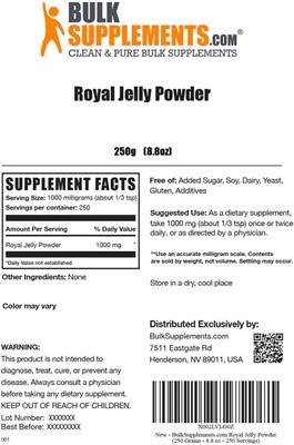 Royal Jelly Powder label
