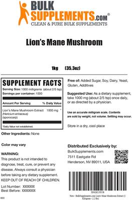 Lion's Mane Mushroom label