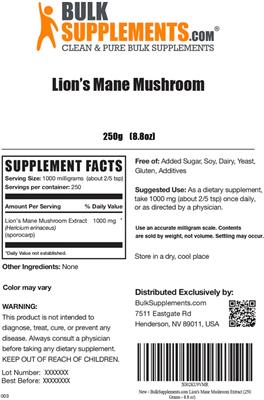 Lion's Mane Mushroom label