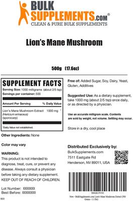 Lion's Mane Mushroom label