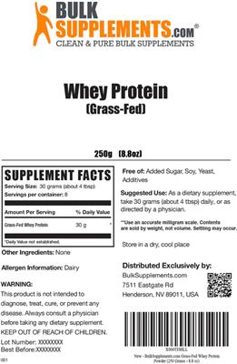 Whey Protein (Grass-Fed) label