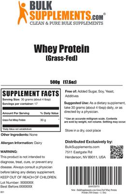 Whey Protein (Grass-Fed) label