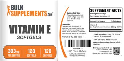 Vitamin E Softgels 303 mg label