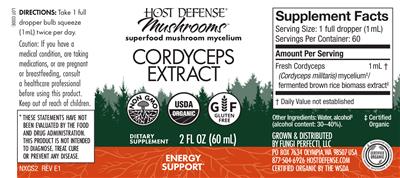 Cordyceps Extract label