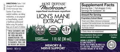 Lion's Mane Extract label