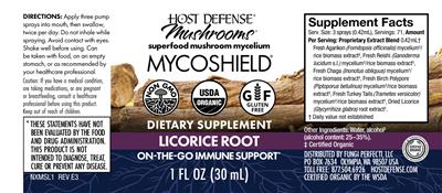 Myco Shield Spray Licorice Root label