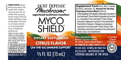 Myco Shield Spray Citrus Flavor label