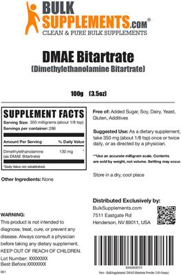 DMAE Bitartrate label