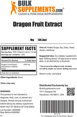 Dragon Fruit Extract label