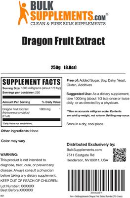 Dragon Fruit Extract label
