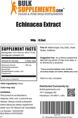 Echinacea Extract label