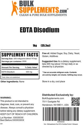 EDTA Disodium label