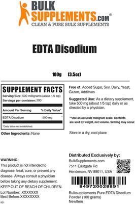 EDTA Disodium label